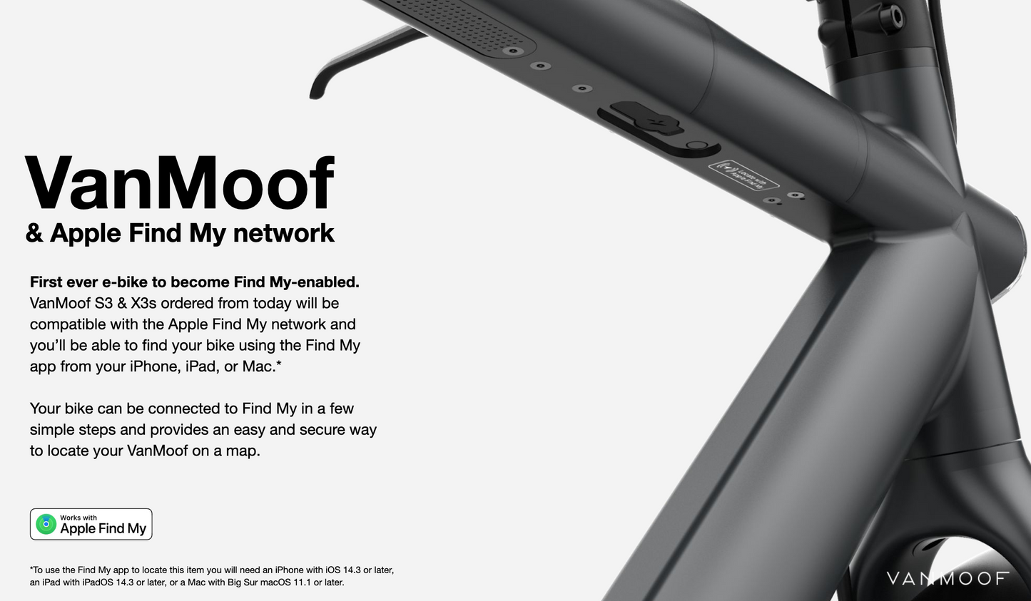 🚴 VanMoof S3, E-Bike, Dark, Apple Find My, Odometer: 1000-1500 miles. Condition: used